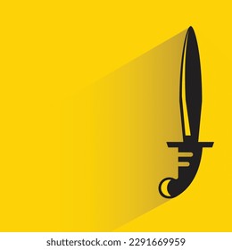 knight sword with shadow on yellow background