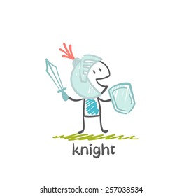 Knight and sword   shield  illustration