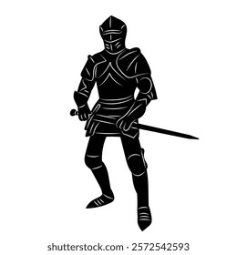 knight with sword silhouette  vector