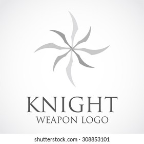 Knight sword weapon circle metal abstract vector logo design template sharp business protection guard icon company identity symbol concept