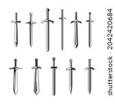 knight swords isolated on white background. Swords silhouettes. Vector illustration