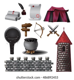 Knight symbols and elements vector set