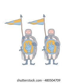 Knight Templar in armour with shield and sword