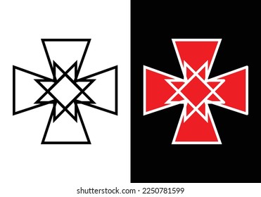 the knight templar cross icon modified in such a way. logo illustration vector.