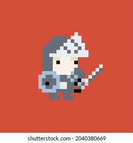 Knight templar pixel art for game asset with red background