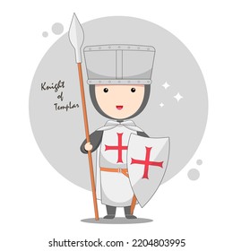 Knight of templar soldier cartoon vector