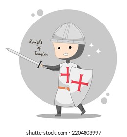 Knight of templar soldier cartoon vector