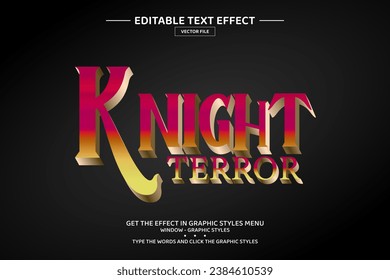 Knight terror 3D editable text effect template