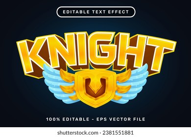 knight text effect and editable text effect with wings and shield illustration
