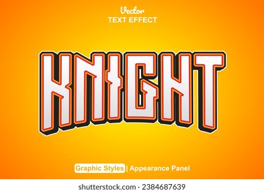 efecto de texto knight con estilo gráfico anaranjado y editable.