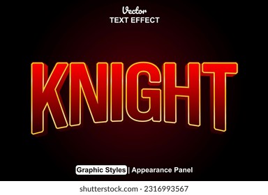 knight text effect with red graphic style and editable.
