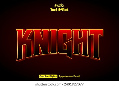 knight text effect with red graphic style and editable.