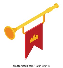 Knight trumpet icon isometric vector. Castle king. History kingdom