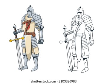 Ilustración de diseño vectorial Knight aislada en fondo blanco