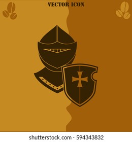 Knight vector  icon. Coffee symbol background.