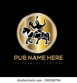 Knight vector logo template. Brewery label. Beer sign