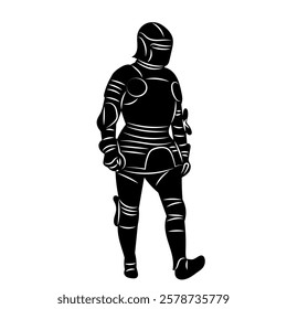 knight walking black silhouette vector