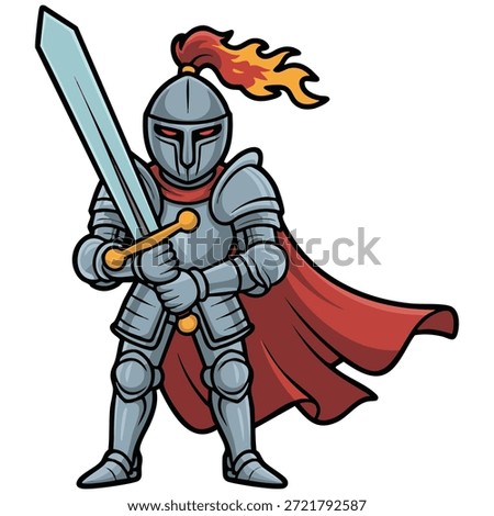 Knight warrior character vector illustration on white