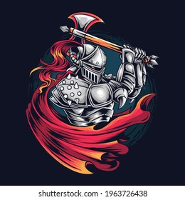 knight warrior as esports gamer logo or t-shirt design vector artwork