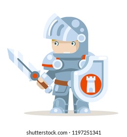 Knight warrior fantasy medieval action RPG game layered animation ready character vector illustration