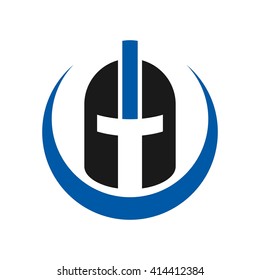 knight warrior helmet logo vector.
