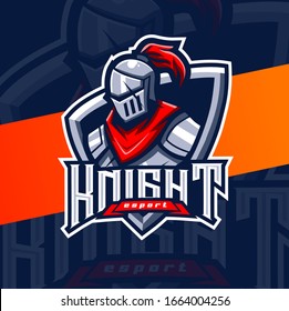 knight warrior mascot esport logo design