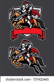 knight warrior riding horse mascot