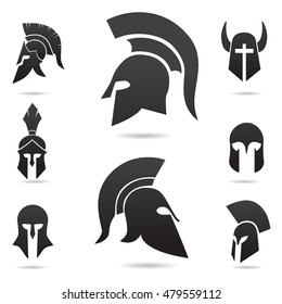 Knight, Warrior, Soldier Helmet Icon Isolated On White Background. Vector Art.