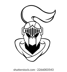 Knight Warrior Vector Black And White Logo Design Mascot template