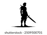 Knight Warrior Vector Silhouette, Warrior Man Silhouette Clip Art