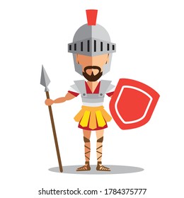 Knight wearing armor holding a shield and a sword on white background