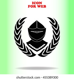 Knight web icon. Black illustration on white background