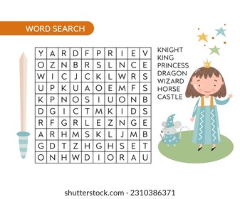 Knight Word search Kids activity book