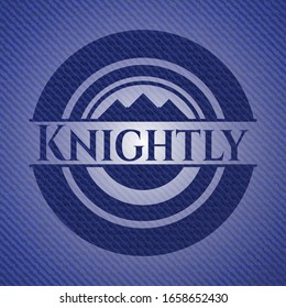 Knightly badge with denim texture. Vector Illustration. Detailed.