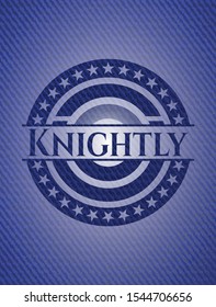 Knightly badge with jean texture. Vector Illustration. Detailed.