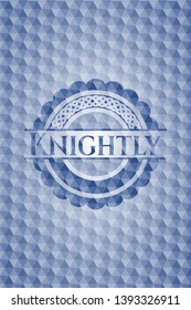 Knightly blue badge with geometric pattern background. Vector Illustration. Detailed.