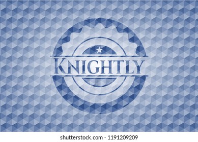 Knightly blue polygonal badge.