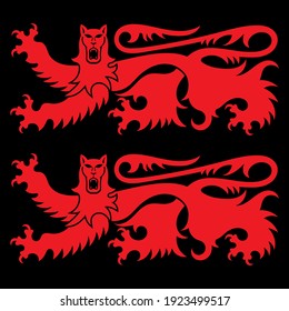 Knightly design. Viking design, Heraldic lions, vector illustration