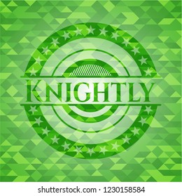 Knightly realistic green emblem. Mosaic background