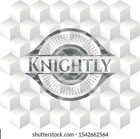 Knightly realistic grey emblem with cube white background