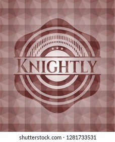 Knightly red emblem with geometric pattern background. Seamless.