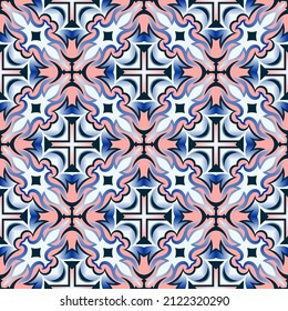 Knightly seamless pattern. Rhombuses, stripes, cruciform shapes and art elements are grouped and arranged in a certain order. Vector.