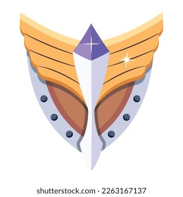 Knightly shield icon designed in flat style 