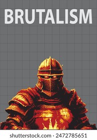 knightmare figure crusader brutalism style vector