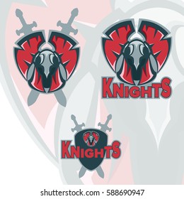 Knights armor mascot logo. Contemporary sport angry logotype