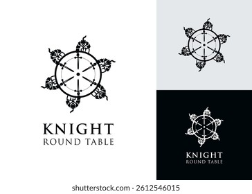 Knights around the table logo design for strategy and group