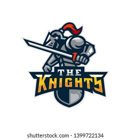 Knights Badge Mascot Logo Stock Vector (Royalty Free) 1399722134 ...