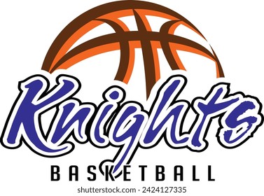 Knights Basketball Team Graphic is a sports design template that includes graphic Knights text and a stylized basketball. This is a great modern design for advertising and promotion such as t-shirts.