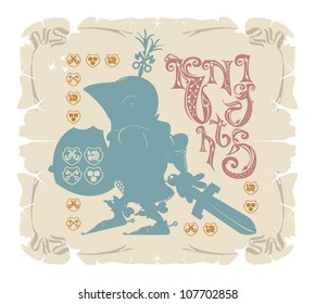 Knights book frame. Silhouette, vector