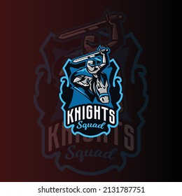 Knights E-sports Gaming Logo Vector. Gaming Logo. Mascot Sport Logo Design. Gaming Animal Mascot Vector Illustration Logo. Mascot, Emblem Design For Esports Team. Vector Illustration